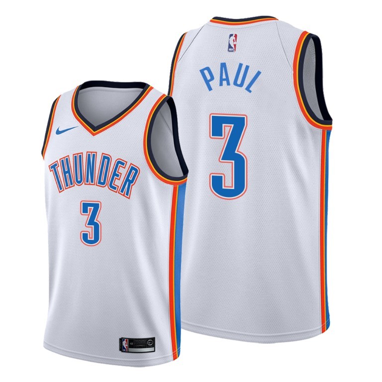 Men's Oklahoma City Thunder #3 Chris Paul White NBA Stitched Jersey